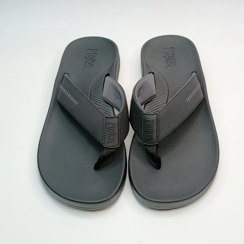Flojos Men Flip Flop Sandals Size 9 Black Man Made Material Upper Casual
